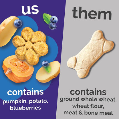 Baked Dog Treats, Low Calorie Treats, Pumpkin & Blueberry, 7Oz