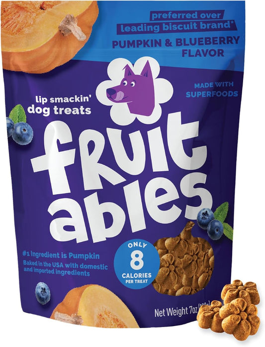 Baked Dog Treats, Low Calorie Treats, Pumpkin & Blueberry, 7Oz